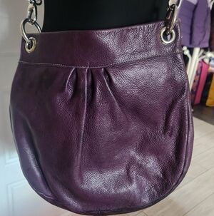 Roots Purple Leather Crosdbody Bag